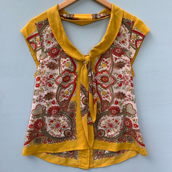 Anthropologie Tops - Anthropologie Top - Maeve Silk Scarf Printed Shirt